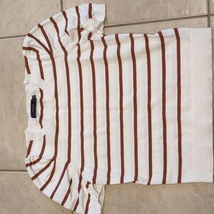 Haeof Brown Striped Knit Sweater Size Medium